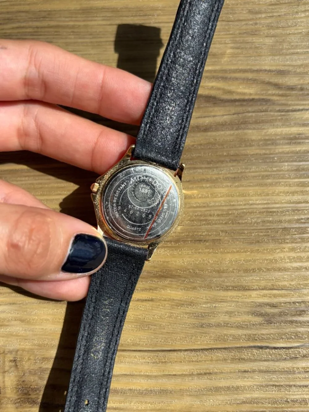 Authentic Gold and Black Leather Movado Womens Watch New Battery Added